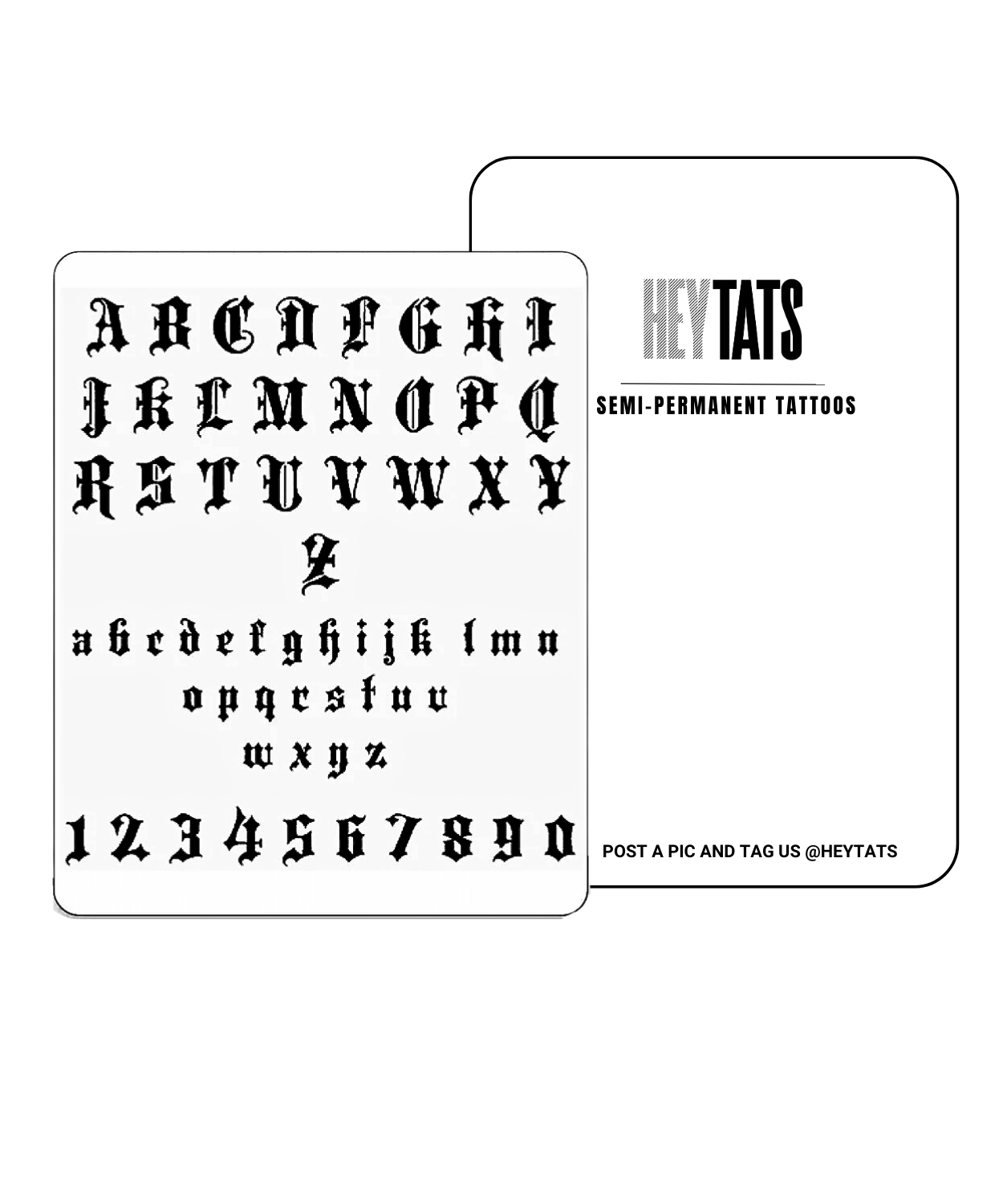 Gothic Alphabetics - Semi Permanent Tattoos