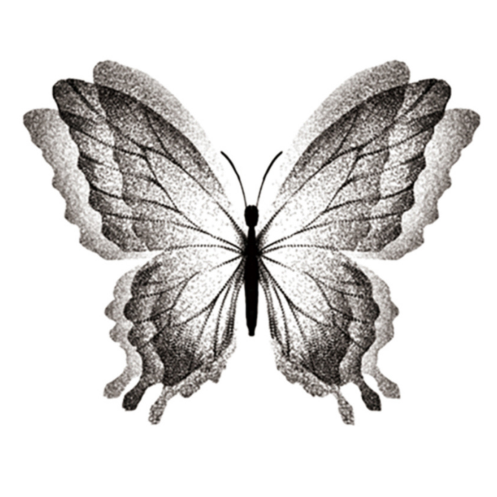 Psychedelic Butterfly - Semi Permanent Tattoos