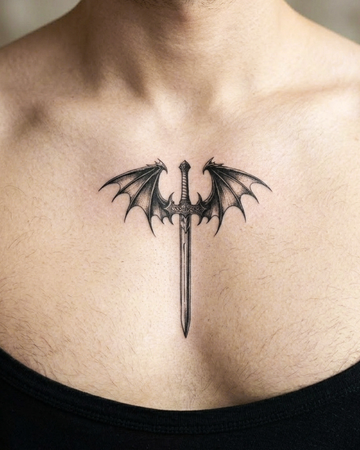 Demon Wings Sword - Semi Permanent Tattoo