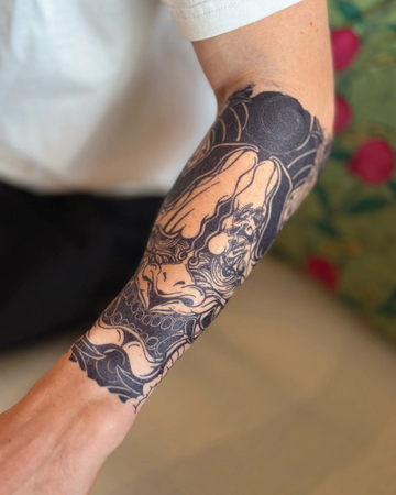 Japanese Oni - Half Sleeve — Semi-Permanent Tattoo