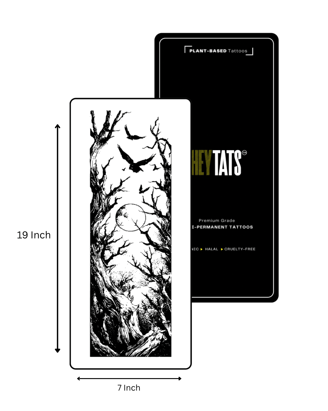 HeyTats Forest of Lost Things semi permanent tattoo design with size dimensions