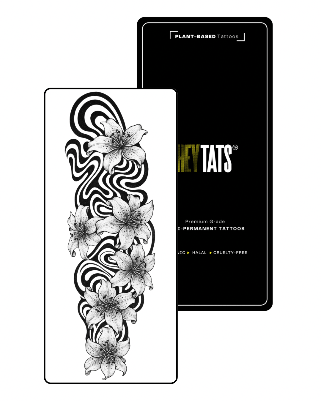 HeyTats Hypnotic Meditation semi permanent tattoo design on white background