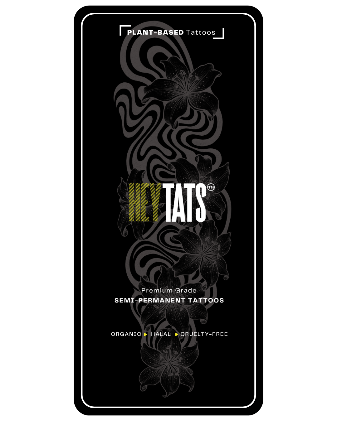 HeyTats Hypnotic Meditation tattoo sheet back cover with instructions and product details