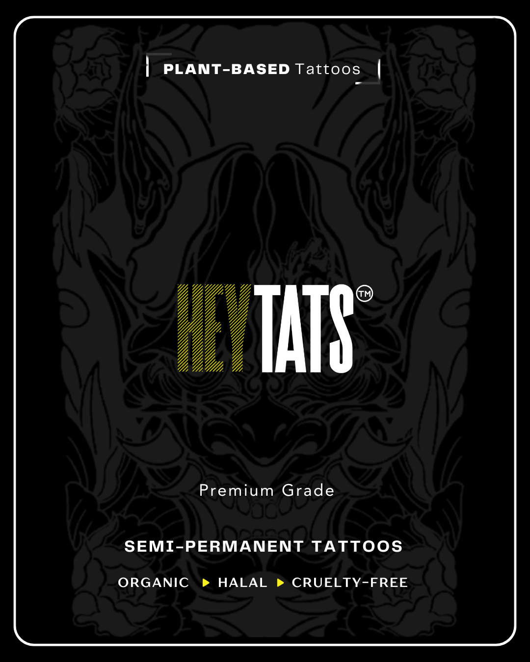 HeyTats Japanese Oni half sleeve tattoo sheet back cover with instructions and product details