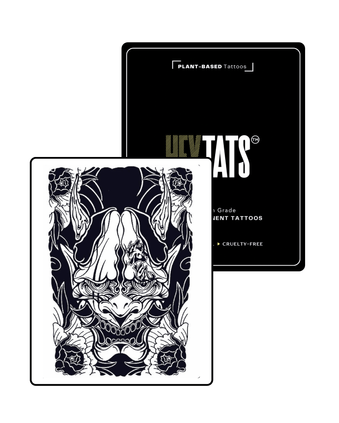 HeyTats Japanese Oni half sleeve semi permanent tattoo design on white background