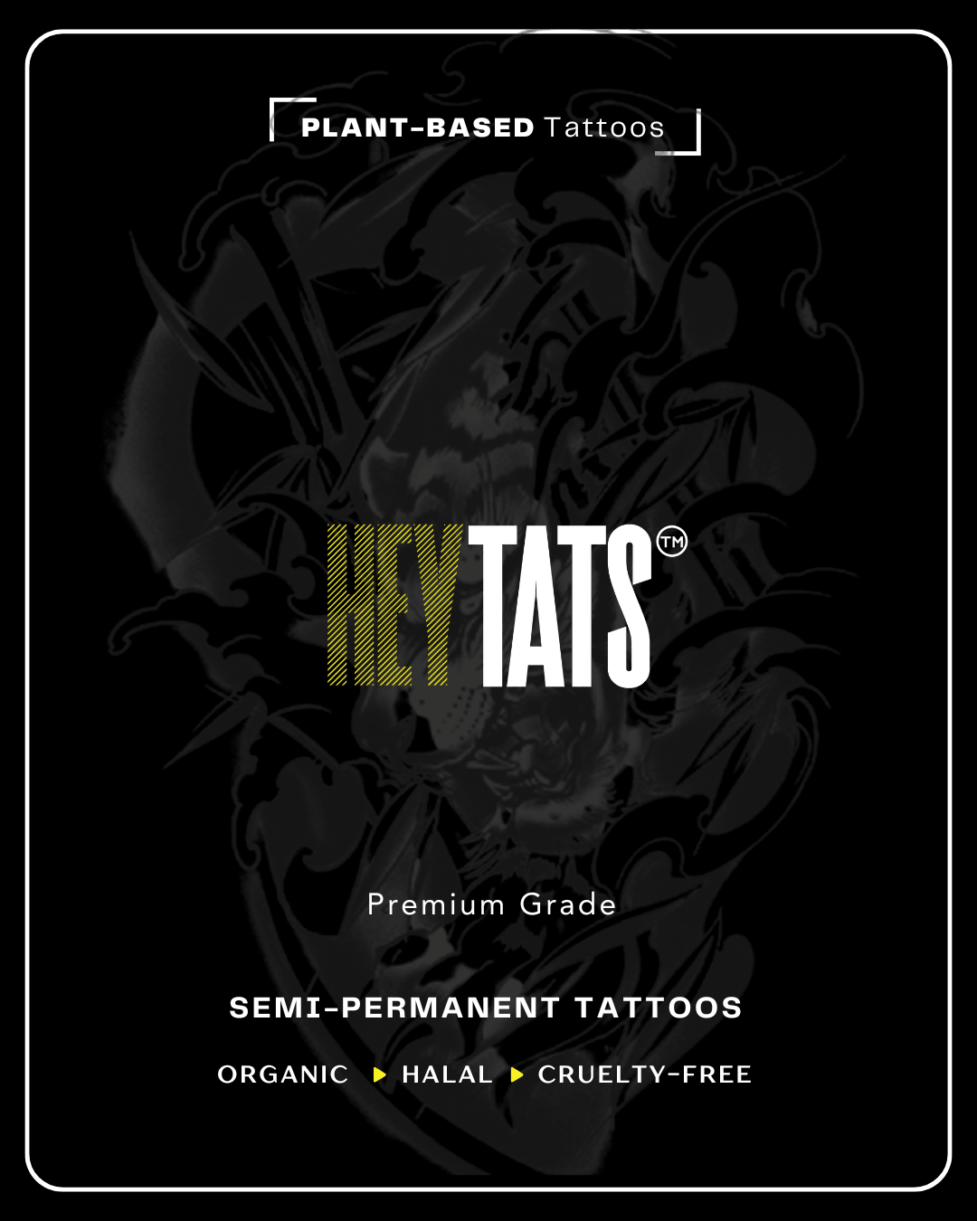 HeyTats Japanese Tiger half sleeve tattoo sheet back cover with instructions and product details
