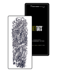 HeyTats Japanese Warrior Legacy full sleeve semi permanent tattoo design on white background
