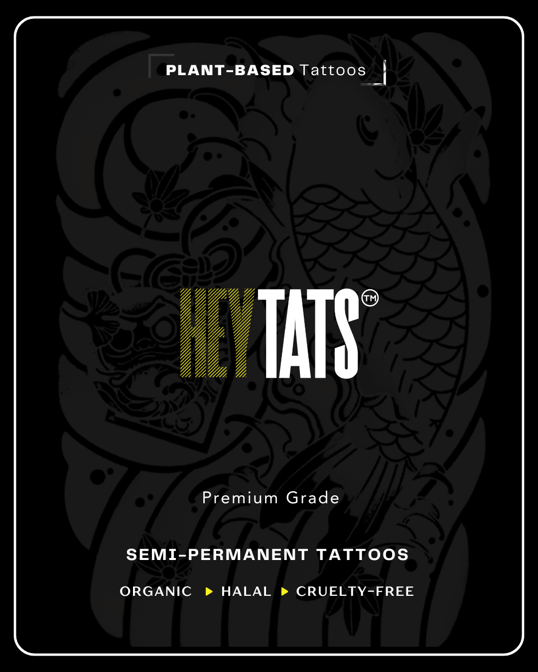 HeyTats Mask of Water tattoo sheet back cover with instructions and product details