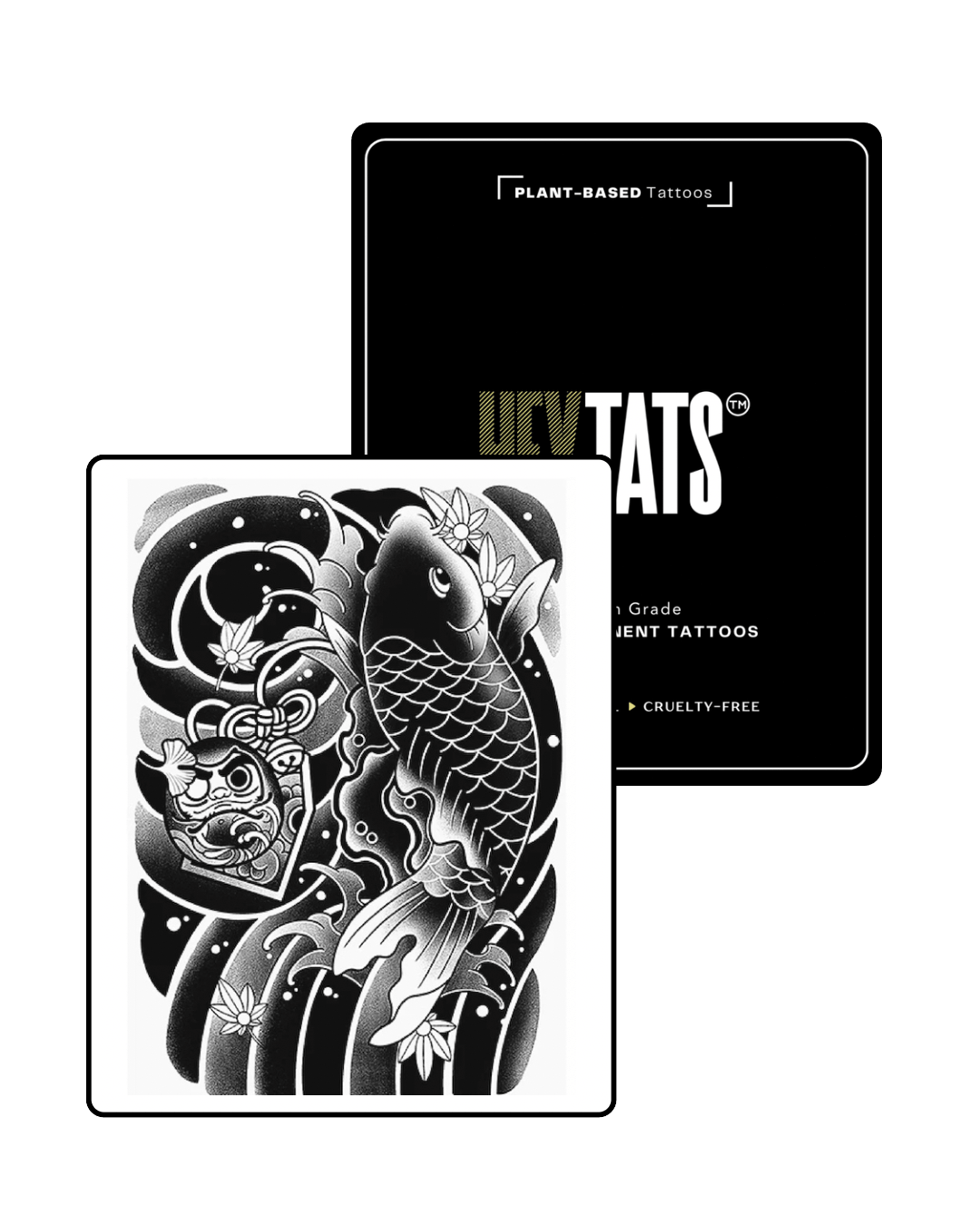 HeyTats Mask of Water semi permanent tattoo design on white background
