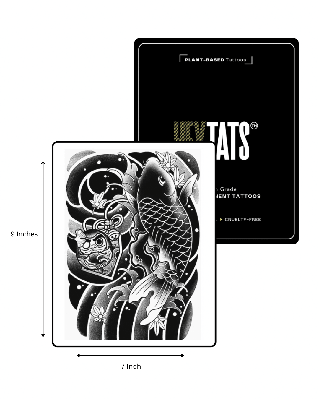 HeyTats Mask of Water semi permanent tattoo design with size dimensions