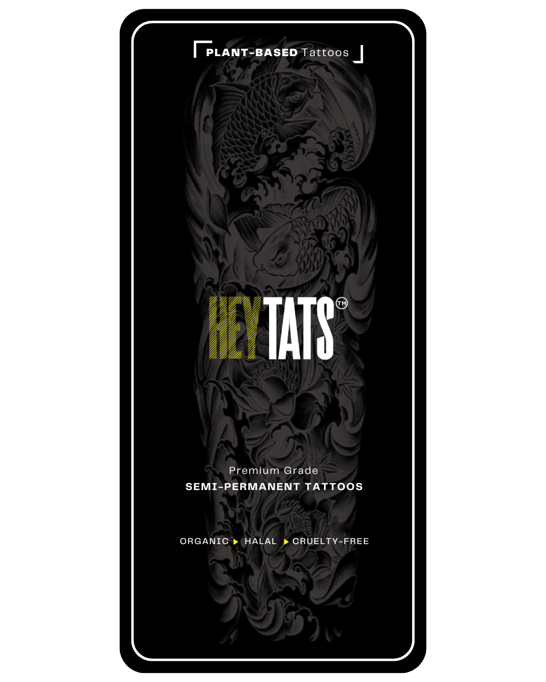 HeyTats tattoo sheet back cover with instructions and product details