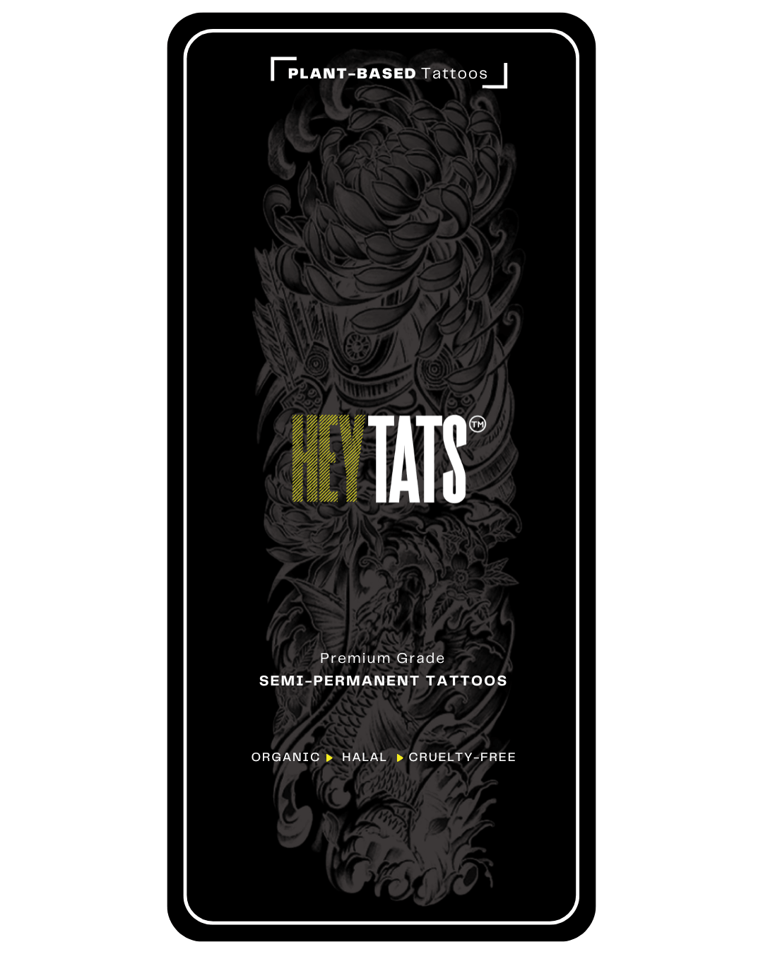 HeyTats tattoo sheet back cover with instructions and product details
